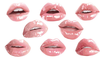 Obraz premium Various lip illustrations in pink shades