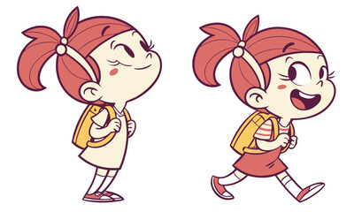 Adorable Girl with Ponytail and Backpack