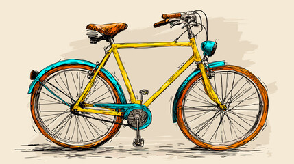 Colorful vintage bicycle illustration