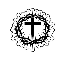 Obraz premium Symbolic representation of a cross within a crown of thorns, a powerful religious symbol