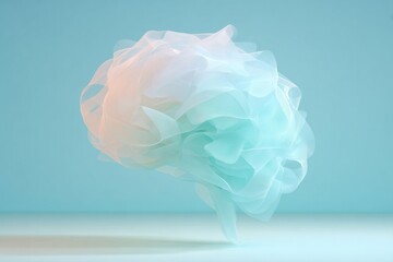 Soft, ethereal cloud-like form floats gracefully against soothin