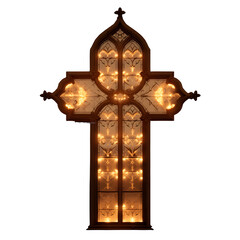 Illuminated Gothic Window isolated on transparent background