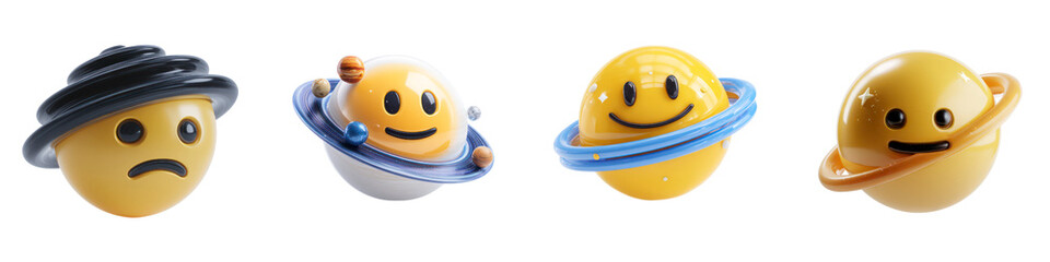 Planet Hat Emoji Characters Transparent 3D Icons