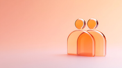 Orange Human Silhouettes. Abstract transparent human shapes on a gradient background. Minimalist art depicting connection, partnership, and community.
