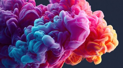 Fototapeta premium Abstract colorful smoke cloud against a dark background