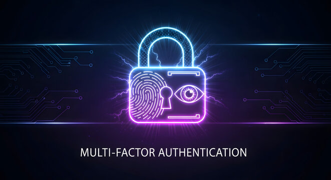 Secure your digital future with multi-factor authentication, protecting data with biometric security and advanced cybersecurity, a modern tech solution - Powered by Adobe