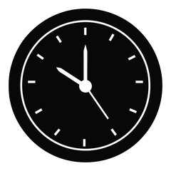 Clock Silhouette Vector, Timepiece Icon Illustration, Classic Round Wall Clock Graphic for Time, Watch, Deadline, and Schedule Concept EPS