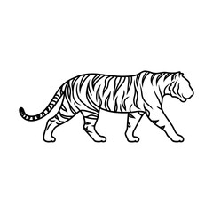 Unique Tiger Silhouette Vector Logo Designs  Black on White with Dynamic Poses, Stripes, Roaring, Walk, Head, Leaping, and Powerful Artistic Illustrations for Premium Icon Graphic Design