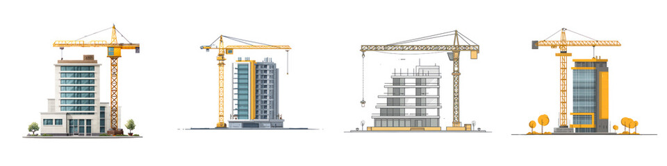 Construction Crane Building Transparent 3D Icons