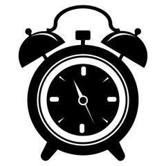 Alarm Clock Silhouette, Classic Bell Timepiece Illustration, Retro Wake Up Clock Graphic Symbol for Time, Deadline, and Schedule PNG
