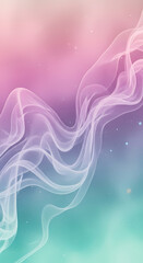 Wallpaper with abstract pastel smoke wave with sparkling particles on a gradient background