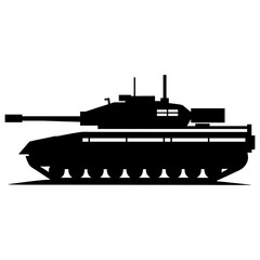 Military Tank Silhouette Vector, Army Armored Vehicle Illustration, Combat War Tank Symbol for Defense, Military Strategy Graphic PNG