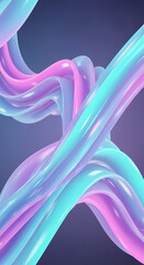 Wallpaper with abstract swirling fluid ribbons in pastel pink and blue colors