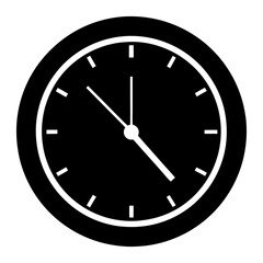 Clock Silhouette, Timepiece Icon Illustration, Classic Round Wall Clock Graphic for Time, Watch, Deadline, and Schedule Concept PNG