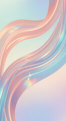 Wallpaper with iridescent flowing ribbons with pastel colors and subtle sparkle