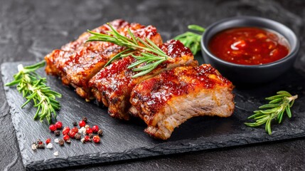 Delicious BBQ Ribs with Rosemary and Sauce