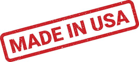 A red rectangular stamp displays the text Made in USA at a diagonal angle