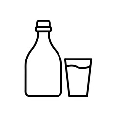 Bottle and glass outline icon