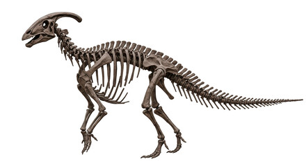 Parasaurolophus Dinosaur Skeleton PNG – 3D Render on Transparent Background