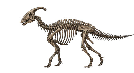 Parasaurolophus Dinosaur Skeleton PNG – 3D Render on Transparent Background