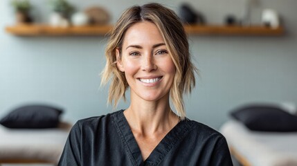 Smiling woman in a medical setting
