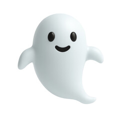 Cute Halloween Ghost – 3D Render Isolated on Transparent Background