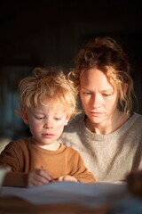 Warm, intimate moment shared between mother and child during cre