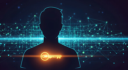 Unlock your potential with a key to success, connecting people and data through technology, achieve your goals, and find the solution for business problems