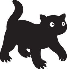 Obraz premium Black cat walking with wide eyes animal domestic