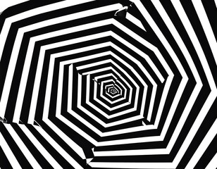 Abstract black and white hypnotic tunnel