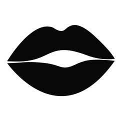Black Lips Silhouette Vector, Sexy Mouth Kiss Icon