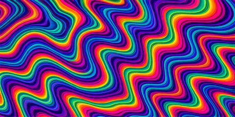 Abstract rainbow color striped wave pattern seamless vector background