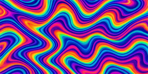 Abstract rainbow color striped wave pattern seamless vector background