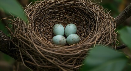 Bird nest with eggs.