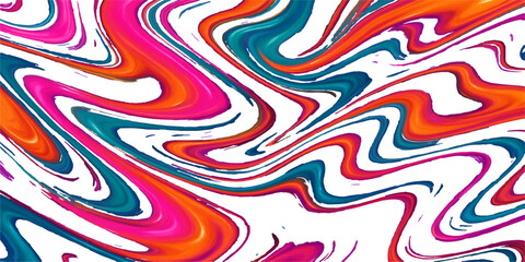 Abstract seamless colorful vector illustration with striped rainbow wave pattern design on a bright orange background