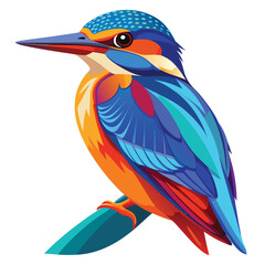 Colorful Kingfisher Vector Illustration for Wildlife and Nature Design, Isolated on White Background

