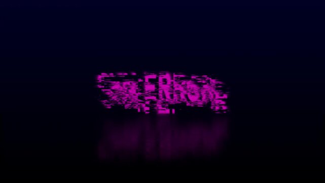 Glitched Pink SYNEROR Text with Reflection on Dark Background syn error