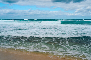 Waves on a tropical beach in Varadero, Cuba.