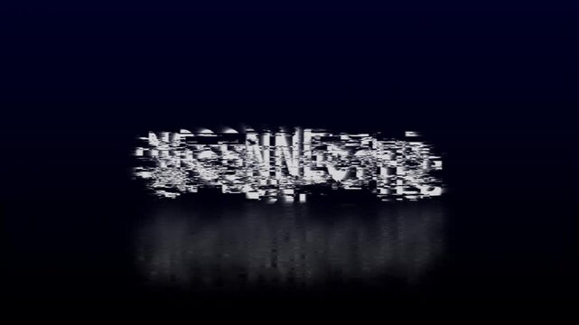 White Glitched Text DISCONECTED with Reflection on Dark Background disconnected word