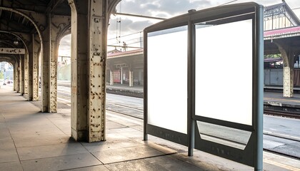 Empty billboard at a train station