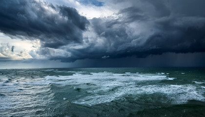 Fototapeta premium Storm Seascape With Dark Clouds