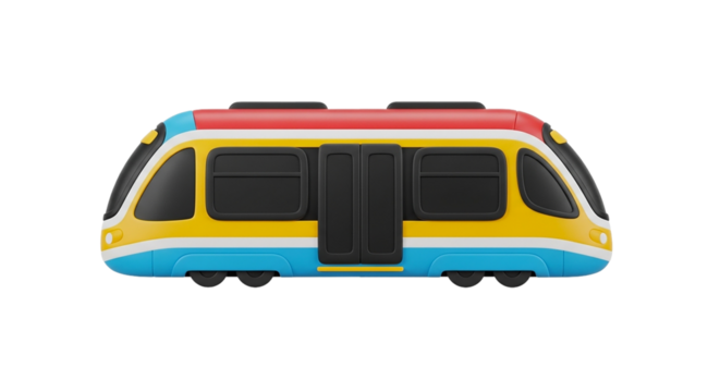 Modern City Train Illustration Transport Subway Metro Public Transportation Rail Transit 3D on transparent background