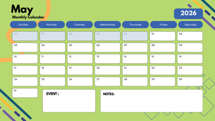 May 2026 Calendar Stay Organized with this Printable Monthly Planner