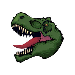 Naklejka premium Tyrannosauru's colored head isolated on white. Vector illustration.