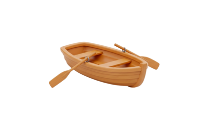 Wood Rowboat Escape A 3D Rendering of a Tranquil Vessel for Lakeside Adventures Nautical on transparent background