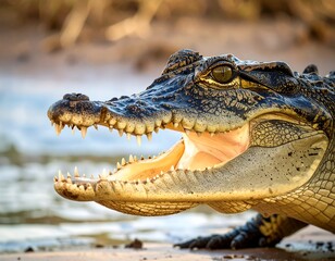 Obraz premium Close-up of a crocodile's head (1)