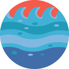 A stylized ocean wave cresting with curved lines, symbolizing sea movement.