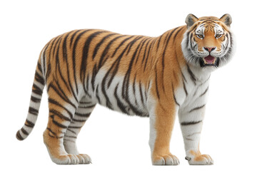 Fototapeta premium Majestic bengal tiger standing with intense gaze, cut out