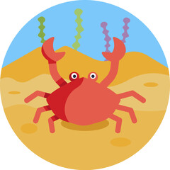 A small crustacean with claws, commonly found along ocean shores.