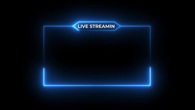 live RCE streaming neon text frame animation box frame neon frame live streaming game live Stream overlay animation for live streaming video, Motion graphics of rec screen concept.